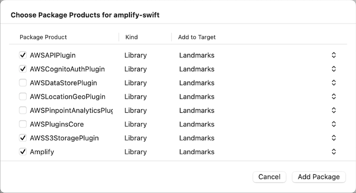 xcode add amplify libraries